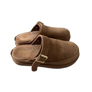 Madden Girl Grahamm Women 8M Chestnut Brown Faux Suede Platform‎ Clog Mules